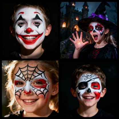120g Large White Face Paint – 4X Volume of 30g, Water Activated Face Makeup for Halloween Clown Cosplay, Non Toxic Professional SFX Body Paint for Kids Adults – Long Lasting & Easy Wash - color: white