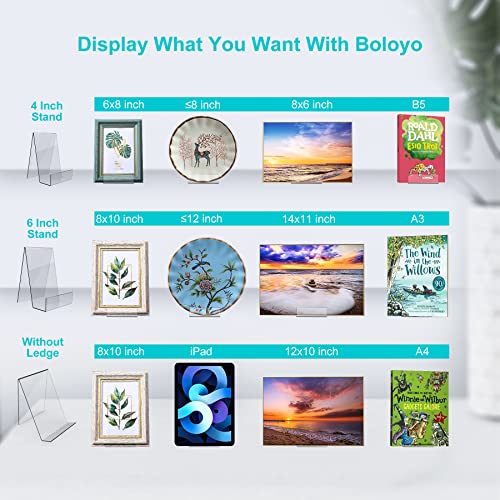 Boloyo Acrylic Book Stand with Ledge,6PC 6 Inch Clear Acrylic Display Easel Transparent Display Stand Holder Tablet Holder for Displaying Books,Magazine,Plate,Pictures,Artworks, CDs - size: 6 inch(6PC)