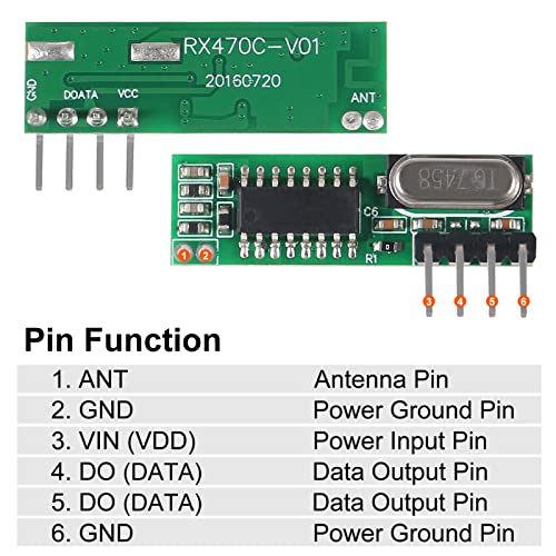 5pcs 433mhz Wireless RF Transmitter and Receiver with Antenna Ask Remote Control Module DIY Kit for Arduino