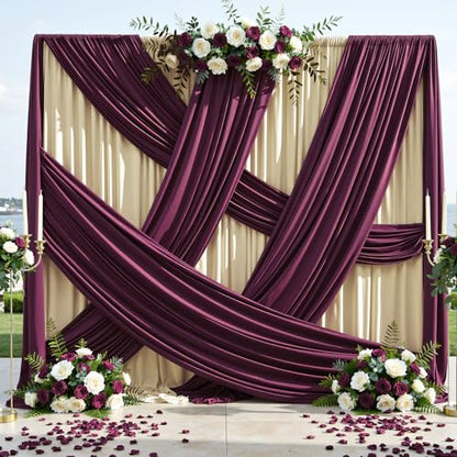20x12 ft Burgundy Backdrop Curtains for Weddings, Birthdays and Photos - color: Burgundy, size: W5' x H12'(4 panels)