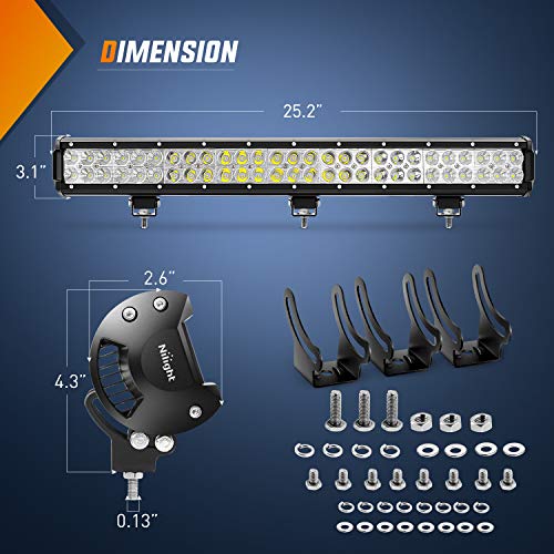 Nilight - 60007C-A 25" 162W Led Light Bar Flood Spot Combo Waterproof Driving Lights Off Road Lights for SUV UTE Truck ATV UTV - size: 25" 162W