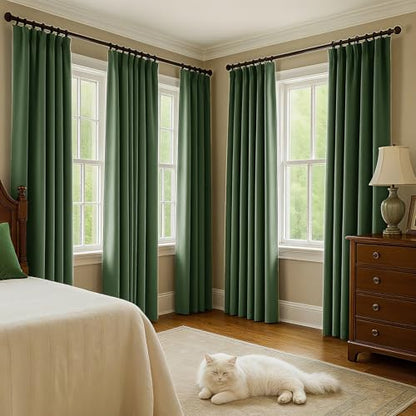 Green Velvet Curtains 84 Inches Long, Thermal Insulated Olive Green Blackout Curtains for Living Room Bedroom Curtain Set Rod Pocket Back Tab Room Darkening Drapes, 2 Panel Olive Green - color: 08-olive Green (Velvet ), size: 52"W x 84"L (Pack of 2)