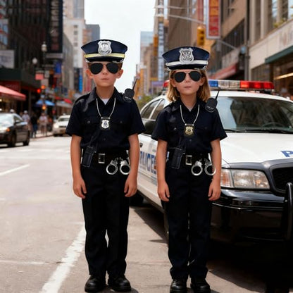 10 Pcs/2 Set Police Costume Accessories for Theme Party Halloween | Cop Costume with Police Hat Walkie Talkies Badge Sunglasses Officer Theater Dress Up
