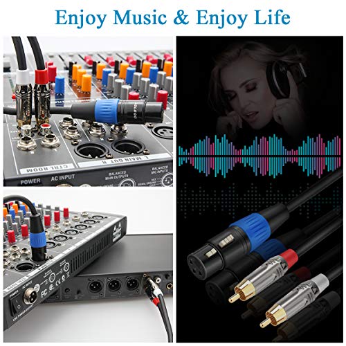 JOLGOO Unbalanced XLR Female to Dual RCA Y Splitter Breakout Cable, 1 XLR Female to 2 RCA Male Y Breakout Cable Adapter Cord, 6.6 Feet - size: 6.6 Feet, style: XLR Female to Dual RCA Male