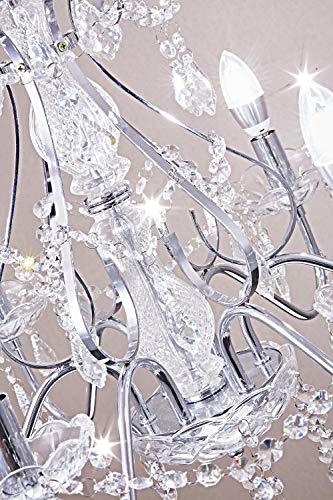 Saint Mossi 6 Light Crystal Chandelier Light Fixture Modern Chandelier Pendant Lighting, Chrome Pendant Raindrop Chandelier for Dining Room,Bedroom,Living Room,H23 x D24 - color: Chrome