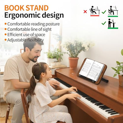 2-in-1 Dual-Use Music Stand & Tabletop Stand, 16.5"–51" Height Adjustable - color: Walnut Effect, size: Non-wheeled