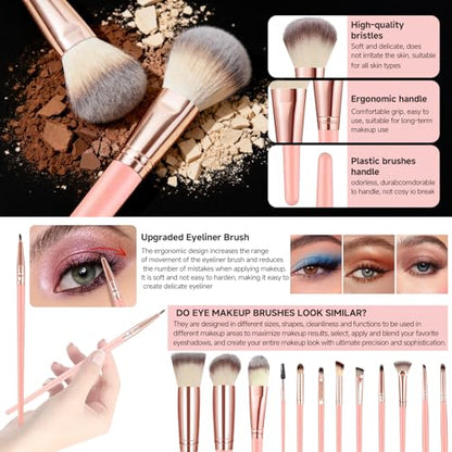 70Pcs Makeup Brushes Set, Pink Professional Makeup Brush Set Multi-functional Makeup Brush Kit, Eye and Face Makeup Brushes & Tools, Premium Synthetic Facial Makeup Accessories - color: Pink