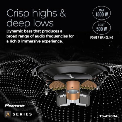 PIONEER A-Series TS-A120D4 12" Subwoofer 1500W Max - size: 12" - 1500W, style: Component Subwoofer