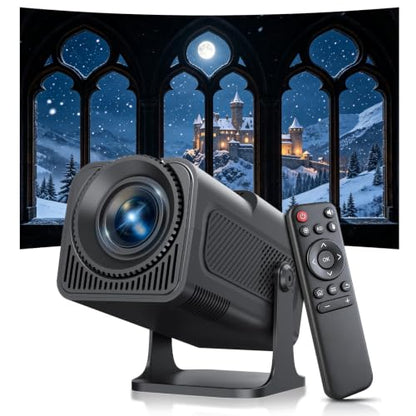 Native 1080P Mini Projector with WiFi and Bluetooth, Portable Projector | 4K Support, 300 ANSI, Auto Keystone, 5W Speaker, Built-in Apps 180° Rotatable Window Movie Projector for Bedroom Outdoor