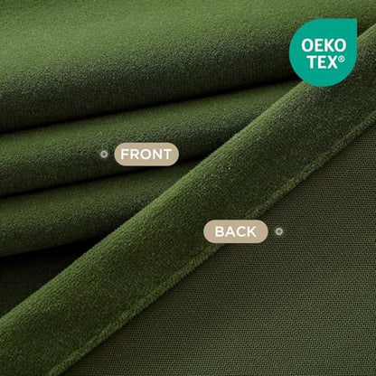 Joydeco Pinch Pleated Velvet Curtains 108 Inch Long 2 Panel Set for Living Room Bedroom, Back Tab Blackout Drapes with Adjustable Hooks (40”W x108”L,Olive Green) - color: Olive Green, size: 40"W x 108"L (Pack of 2)