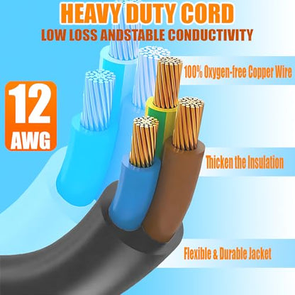 Outdoor 1Ft 12AWG 15 Amp Household to 20 Amp AC Power Adapter Cable | NEMA 5-15P to 5-15R/5-20R/6-15R/6-20R Right Angle Adapter Cable,UL/ETL 15A 125V to 20A 250V Power Adapter for EV Charger - size: 1ft Extension cord