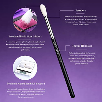 Jessup Eye Makeup Brushes Set Professional for Eyeshadow Eyeliner Brow T177 | 15pcs Labeled Brush Set, Mixed Goat-Synthetic Hair, Sharp Definition, Creates Smoky & Natural Eye Looks, for Makeup Lover - color: Pearl Black/Silver