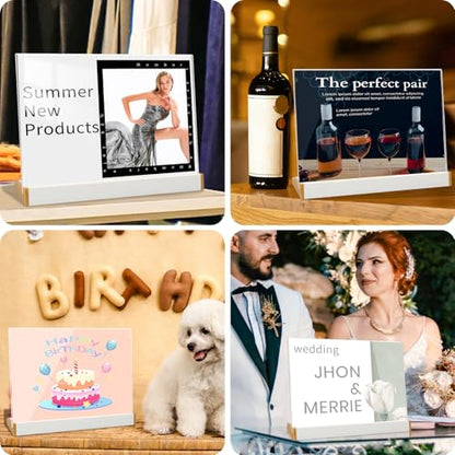 3 Pack Acrylic Sign Holder 8.5X11 for Wedding Anniversary Party, Horizontal White Tabletop Sign Display for Business Restaurant/Hotel/Office Meeting Events Information Holder - size: 11X8.5 L