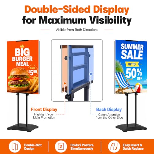 2 Pack Pedestal Poster Stands for Display, Adjustable Heavy Duty Poster Board Stand Height Up to 80", Double-Sided Floor Standing Sign Holder for Foam Board & Banner Signs, Black - size: 2Pack Pedestal Poster Stand