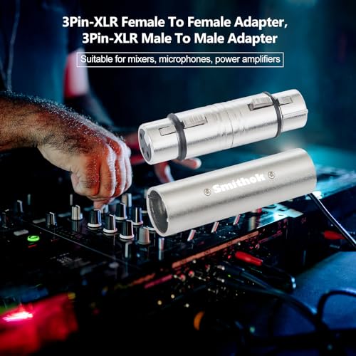 Smithok 4-Pack XLR Gender Connector Kit, 2 Male to Male & 2 Female to Female Couplers, for Mixers, Micphones & Amplifiers