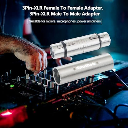 Smithok 4-Pack XLR Gender Connector Kit, 2 Male to Male & 2 Female to Female Couplers, for Mixers, Micphones & Amplifiers