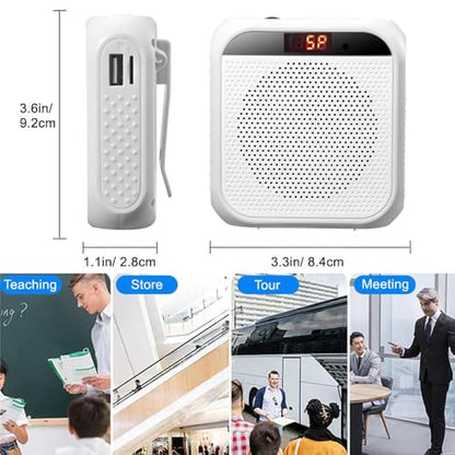 Portable Voice Amplifier for Teachers, Rechargeable Personal Amplifier Mic PA System Headset Microphone with Speaker for Teachers, Training, Meeting, Tour Guide, Yoga, Classroom (White) - color: White