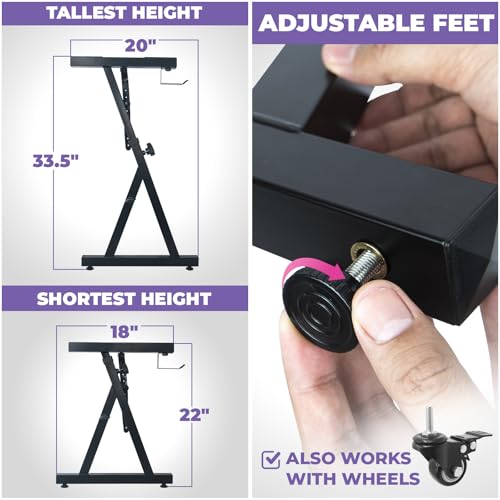 Liquid Stands Piano Keyboard Stand - Z Style Adjustable and Portable Heavy Duty Music Stand for Kids and Adults -Fits 54-88 Key Electric Pianos - Sturdy Musical Keyboard Stand (Black) - color: Black