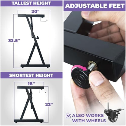 Liquid Stands Piano Keyboard Stand - Z Style Adjustable and Portable Heavy Duty Music Stand for Kids and Adults -Fits 54-88 Key Electric Pianos - Sturdy Musical Keyboard Stand (Black) - color: Black
