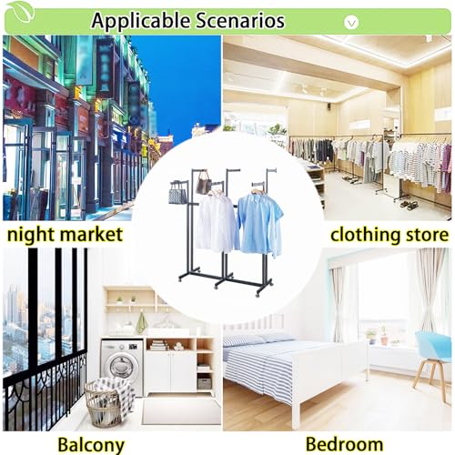 Floor Standing Metal Garment Rack - Heavy Retail Display Racks With Wheels | 6 Arms Clothing Rack, Square Tubing Portable Shirt Racks, Merchandise Display For Hanging Clothes (Silver) - color: Silver