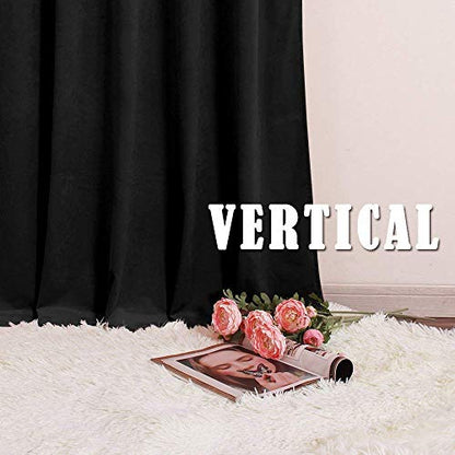 RYB HOME Black Velvet Curtains 63 inches Long - Super Soft Light Heat Block Blackout Small Window Treatment Panels for Bedroom Living Room Dining Backdrop, W 52 x L 63 inch, 2 Panels - color: Black, size: 52"W x 63"L (Pack of 2)