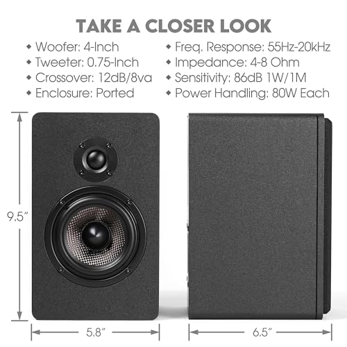 Micca MB42X G2 Premium 2-Way Passive Bookshelf Speakers, Stereo Pair, Black | Amplifier Required, Upgraded 4-Inch Carbon-Fiber Woofer, 0.75-Inch Silk-Dome Tweeter, Desktop, Home Theater, Surround Sound - style: MB42X G2 Bookshelf Speakers