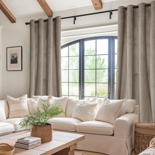 JIUZHEN Taupe Velvet Blackout Curtains 84 Inch for Living Room/Bedroom - color: Taupe, size: 42"W x 84"L (Pack of 2)