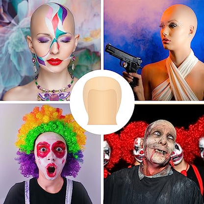 Bald Cap Halloween, 2Pcs Nylon Wig Caps 2Pcs Latex Makeup Bald Cap for Adults Women Men Costume Accessory for Theme Halloween Party Cosplay - style: Style a