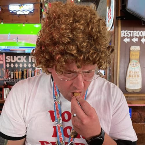 ALLAURA Compatible with Napoleon Dynamite Wig – Pedro Costume Set with Glasses & Brown Afro Nerd Hair for Adults – Funny 80s Halloween Outfit, Retro Cosplay, Movie-Inspired Party or Couples Costume - color: 12-Brown