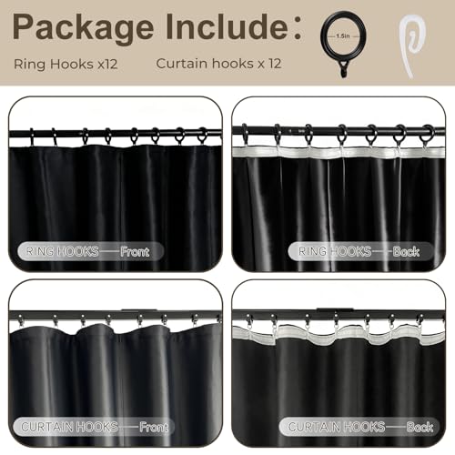 Room Divider Blackout Curtain Track Curtains Wall Dividers Panels Screen for Living Rooms Bedroom Office Privacy Partition Separation, W52 × L84 Inch,1 Panel, Black - color: Black, size: 52"W x 84"L (Pack of 1)