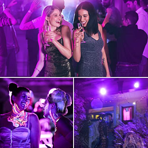 30W Black Lights for Glow Party - High Power LED Outdoor Black Light Flood Light Plug in IP66 Waterproof Blacklight Spotlight 395nm Blacklights FloodLight for Glow Party, Halloween (2 Pack)