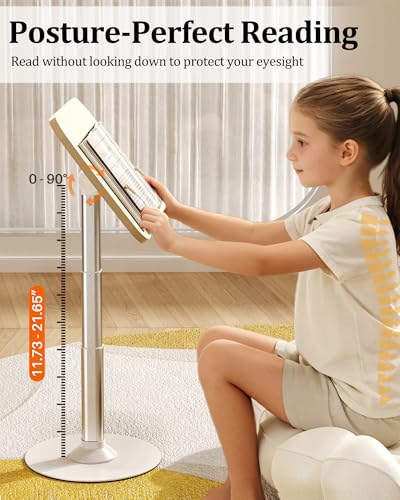 2-in-1 Kids Reading Stand for Books and Tablets, Adjustable Book Holder | Reading Stand for Kid Books,Kid-Friendly Ergonomic Book Holder for Toddlers,Laptop Riser Stand for Homeschool Floor Couch Bed