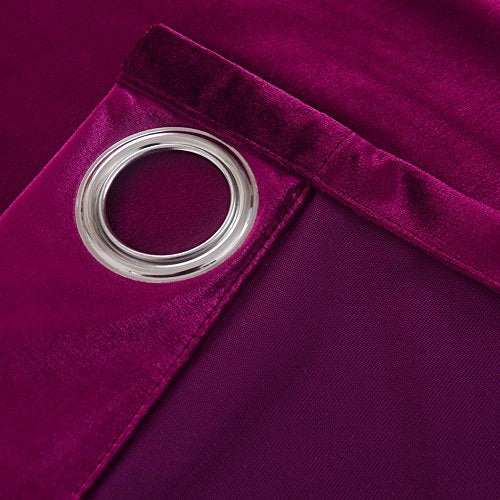 Cherry Home Super Soft Luxury Velvet Fushcia Room Darkening Light Blocking Drapes Curtain Panel Drapery 52 inch Wide by 72 inch Length with Grommet Fushcia,2 Panels - color: Fushcia, size: 52"W x 72"L (Pack of 1)