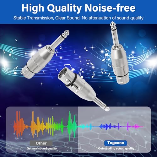 1/4" TS Male to XLR Female Adapter - 2 Pack 6.35mm 1/4" TS to XLR Connector - color: TS 6.35mm Male to XLR Female, size: 2 Pack