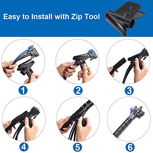 10FT Cable Management Sleeve EZ Cord Bundler 1" Diameter w/Zip Clip Zipper Wire Wrap Cord Organizer Cable Tube Hider Flexible & Expandable Home & Office Wire Concealer for PC TV Computer Cinema - size: 1" Dia