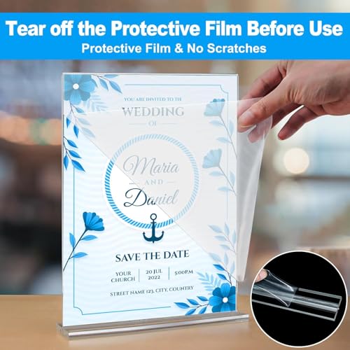 EHWINE 16 Pack Acrylic Sign Holders 5x7 Double-Sided Tabletop Display Stands for Menus Flyers & Signs, Clear Acrylic Picture Frame for Office Business Store & Events - size: 16 Pack 5x7 Inch