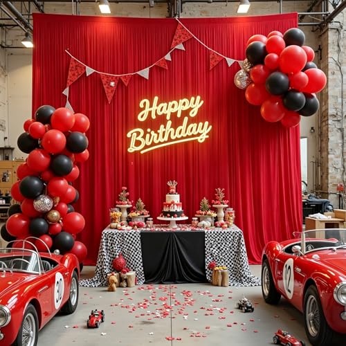 20ft x 10ft Red Wrinkle-Free Backdrop Curtains, Fabric Photo Drapes for Christmas Party Valentine’s Day New Year Patriotic Holidays 4th of July Birthday Photography Background - color: Red, size: 20FTx10FT (W5'xH10', 4 Panels)