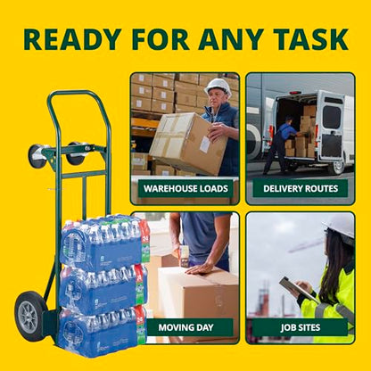 Harper Trucks JEDT8635P Convertible Hand Truck, 600/700 lb Capacity | Converts from a 600 lb two-wheel dolly to a 700 lb four-wheel cart with flat-free rubber wheels for moving and delivery