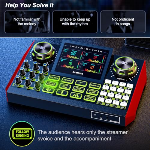 Podcast Equipment Bundle with Audio Mixer Sound Card and Podcast Microphone, Compatible with PC and Mobile Phones for Live Streaming, Singing, Recording, and Content Creation
