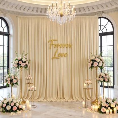10ftx12ft Champagne Backdrop Curtain for Wedding Party 2 Panels 5×12FT Tall - color: Champagne, size: 10ftx12ft (2 Panels W5'xH12')