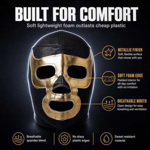 Make It Count (Pick your) Youth Kids Children Lucha Libre Luchador Wrestling Mask (Kids - Fit) - style: Gold Demon