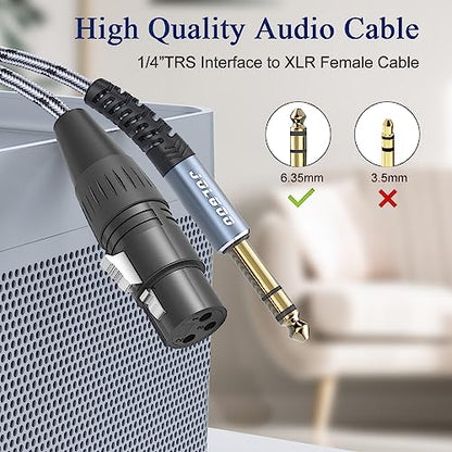 JOLGOO XLR Female to 1/4 Inch 6.35mm TRS Plug Balanced Interconnect Cable, XLR to Quarter inch Cable, 6.6 Feet 2 Pack, for Microphone,Mixer,Guitar,AMP,Speakers - size: 6.6 Feet - 2 Pack, style: XLR Female to 1/4 TRS Male