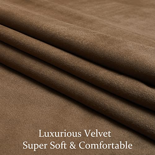 BULBUL Velvet Brown Blackout Curtains 90 inch Long for Living Room - color: Brown, size: 52"W x 90"L (Pack of 2)