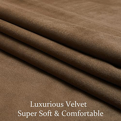 BULBUL Velvet Brown Blackout Curtains 90 inch Long for Living Room - color: Brown, size: 52"W x 90"L (Pack of 2)
