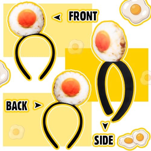 Knitgrip 2 Pcs Funny Headband For Women Costume Accessories,Fried Egg | Egg Hats for Adults Women, Halloween Party Dress Up, Novelty Headwear for Theme Events, Realistic Green Veggie Design - style: Fried Egg