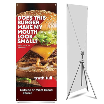 Anley Adjustable X Banner Stand with Travel Bag - Fits Any Banner Size from 23" X 63" to 35" X 78" - Portable Retractable Stand for Business, Trade Shows, Events, and Displays (Banner Not Included)