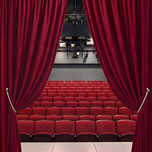 RYB HOME Extra Long Velvet Curtains 108 inches Long, High Ceiling Curtains | Thermal Insulated, Room Darkening, Privacy UV Protection, Loft Apartment Living Room, Ruby Red, W52 x L108, 2 Panels - color: Ruby Red, size: 52"W x 108"L (Pack of 2)