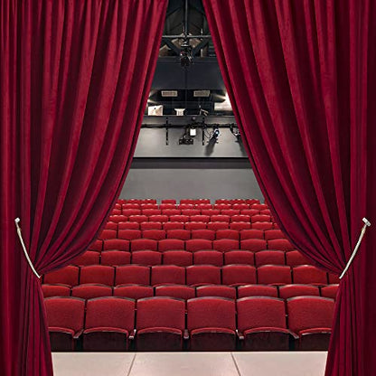 RYB HOME Extra Long Velvet Curtains 108 inches Long, High Ceiling Curtains | Thermal Insulated, Room Darkening, Privacy UV Protection, Loft Apartment Living Room, Ruby Red, W52 x L108, 2 Panels - color: Ruby Red, size: 52"W x 108"L (Pack of 2)