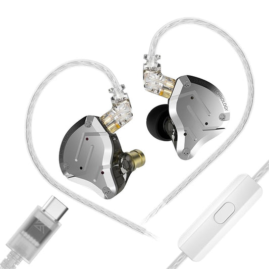 KZ ZS10 Pro Type-C Gaming Earbuds,USBC in Ear Monitor Headphones, IEM Earbuds Headphone with 4BA and 1DD Drivers Wired Earbuds, KZ HiFi IEM Earphone with Detachable - color: Black, size: USBC-With Mic