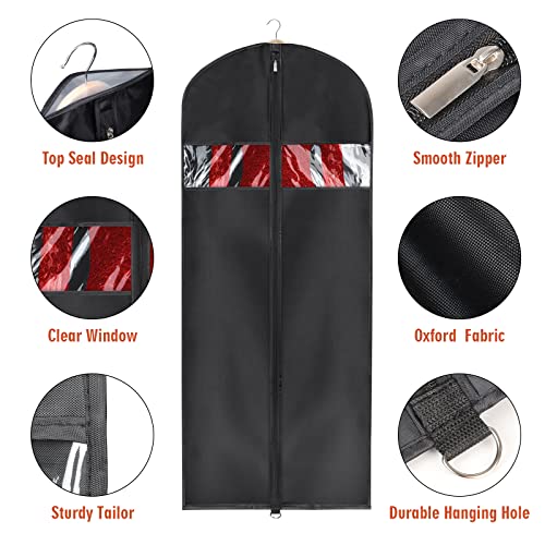 Univivi Garment Bag Suit Bags for Closet Storage, Black, 60 Inch, Set of 3 | Travel Bag with Zipper and Visible Transparent Window, Oxford Fabrics, Foldable Washable Suit Cover for Jacket, Suits, Coats - size: 24"X60"-3pcs - Oxford